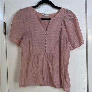 Madewell Pink Textured Button Blouse